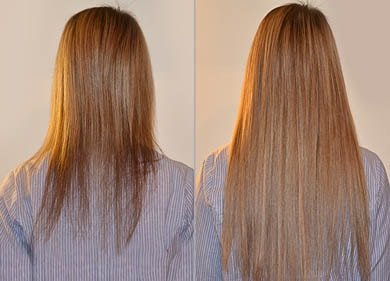 каштановые волосы до и после